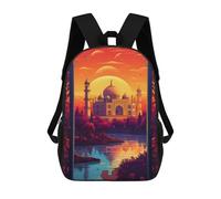 sinyumoney 17inch School Backpack for Girls Golden Sunset Taj Mahal Reflections Backpack 3D Printed Boy School Backpack Casual Daypack Rucksack for Middle School Students