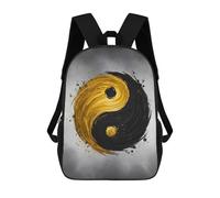 sinyumoney 17inch School Backpack for Girls Golden Yin-Yang Energy Backpack 3D Printed Boy School Backpack Casual Daypack Rucksack for Middle School Students