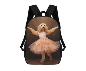 sinyumoney 17inch School Backpack for Girls Goldendoodle Ballerina Backpack 3D Printed Boy School Backpack Casual Daypack Rucksack for Middle School Students