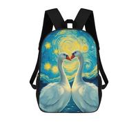 sinyumoney 17inch School Backpack for Girls Goose Under Starry Night Backpack 3D Printed Boy School Backpack Casual Daypack Rucksack for Middle School Students
