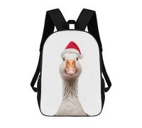 sinyumoney 17inch School Backpack for Girls Goose with Santa Hat Backpack 3D Printed Boy School Backpack Casual Daypack Rucksack for Middle School Students
