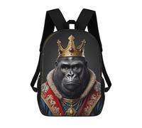 sinyumoney 17inch School Backpack for Girls Gorilla King Backpack 3D Printed Boy School Backpack Casual Daypack Rucksack for Middle School Students
