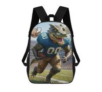 sinyumoney 17inch School Backpack for Girls Gridiron Alligator Ball Backpack 3D Printed Boy School Backpack Casual Daypack Rucksack for Middle School Students