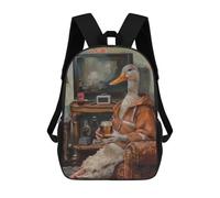 sinyumoney 17inch School Backpack for Girls Half Duck Half Human Beer Backpack 3D Printed Boy School Backpack Casual Daypack Rucksack for Middle School Students