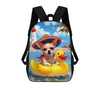sinyumoney 17inch School Backpack for Girls Happy Chihuahua Backpack 3D Printed Boy School Backpack Casual Daypack Rucksack for Middle School Students