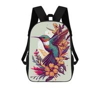 sinyumoney 17inch School Backpack for Girls Hummingbird Flowers Backpack 3D Printed Boy School Backpack Casual Daypack Rucksack for Middle School Students