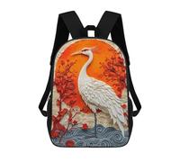 sinyumoney 17inch School Backpack for Girls Japanese Crane Art Print Backpack 3D Printed Boy School Backpack Casual Daypack Rucksack for Middle School Students
