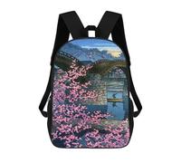 sinyumoney 17inch School Backpack for Girls Kintai Bridge Night Spring Backpack 3D Printed Boy School Backpack Casual Daypack Rucksack for Middle School Students