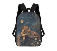 sinyumoney 17inch School Backpack for Girls Lion Under The Stars Backpack 3D Printed Boy School Backpack Casual Daypack Rucksack for Middle School Students