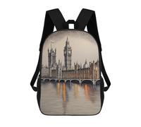 sinyumoney 17inch School Backpack for Girls London My Pencil Backpack 3D Printed Boy School Backpack Casual Daypack Rucksack for Middle School Students