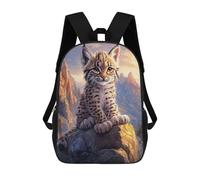 sinyumoney 17inch School Backpack for Girls Lynx Kitten on Mountaintop Backpack 3D Printed Boy School Backpack Casual Daypack Rucksack for Middle School Students