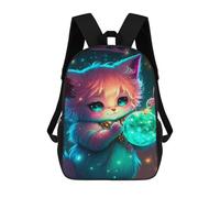 sinyumoney 17inch School Backpack for Girls Magical Fantasy Kitten Art Print Backpack 3D Printed Boy School Backpack Casual Daypack Rucksack for Middle School Students