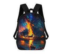 sinyumoney 17inch School Backpack for Girls Magical Forest Fire Scene Backpack 3D Printed Boy School Backpack Casual Daypack Rucksack for Middle School Students