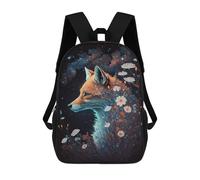 sinyumoney 17inch School Backpack for Girls Magical Fox with Flowers Backpack 3D Printed Boy School Backpack Casual Daypack Rucksack for Middle School Students