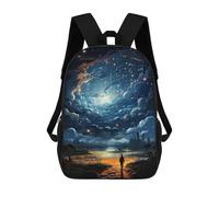 sinyumoney 17inch School Backpack for Girls Magical Night Sky Adventure Backpack 3D Printed Boy School Backpack Casual Daypack Rucksack for Middle School Students