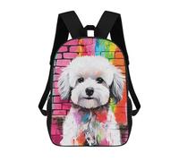 sinyumoney 17inch School Backpack for Girls Maltese Dog Graffiti Backpack 3D Printed Boy School Backpack Casual Daypack Rucksack for Middle School Students