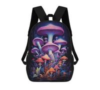 sinyumoney 17inch School Backpack for Girls Mushrooms in Purple Backpack 3D Printed Boy School Backpack Casual Daypack Rucksack for Middle School Students