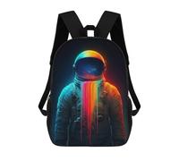 sinyumoney 17inch School Backpack for Girls Neon Astronaut Space Exploration Art Backpack 3D Printed Boy School Backpack Casual Daypack Rucksack for Middle School Students