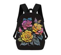 sinyumoney 17inch School Backpack for Girls Nice Flowers Backpack 3D Printed Boy School Backpack Casual Daypack Rucksack for Middle School Students