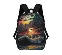 sinyumoney 17inch School Backpack for Girls Ocean Sunset Backpack 3D Printed Boy School Backpack Casual Daypack Rucksack for Middle School Students