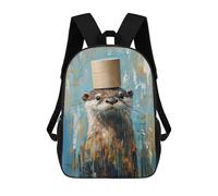 sinyumoney 17inch School Backpack for Girls Otter in Top Hat Painting-2 Backpack 3D Printed Boy School Backpack Casual Daypack Rucksack for Middle School Students