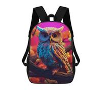 sinyumoney 17inch School Backpack for Girls Owl Abstract 3d Backpack 3D Printed Boy School Backpack Casual Daypack Rucksack for Middle School Students