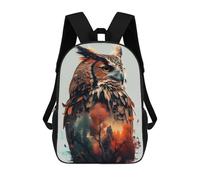 sinyumoney 17inch School Backpack for Girls Owl Double Exposure Backpack 3D Printed Boy School Backpack Casual Daypack Rucksack for Middle School Students