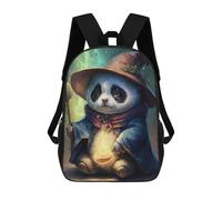 sinyumoney 17inch School Backpack for Girls Panda Witch Backpack 3D Printed Boy School Backpack Casual Daypack Rucksack for Middle School Students