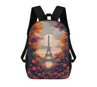 sinyumoney 17inch School Backpack for Girls Paris Eiffel Tower Autumn Scenery -1 Backpack 3D Printed Boy School Backpack Casual Daypack Rucksack for Middle School Students