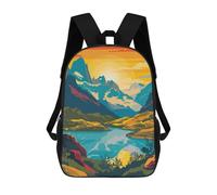 sinyumoney 17inch School Backpack for Girls Patagonia Lake Sunset Backpack 3D Printed Boy School Backpack Casual Daypack Rucksack for Middle School Students