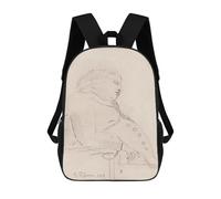 sinyumoney 17inch School Backpack for Girls Pencil Sketch of A Man Backpack 3D Printed Boy School Backpack Casual Daypack Rucksack for Middle School Students