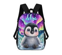 sinyumoney 17inch School Backpack for Girls Penguin Aurora Borealis Art Print Backpack 3D Printed Boy School Backpack Casual Daypack Rucksack for Middle School Students