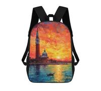 sinyumoney 17inch School Backpack for Girls Piazza San Marco Backpack 3D Printed Boy School Backpack Casual Daypack Rucksack for Middle School Students