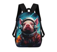 sinyumoney 17inch School Backpack for Girls Pig Astronaut in Space Suit-5 Backpack 3D Printed Boy School Backpack Casual Daypack Rucksack for Middle School Students