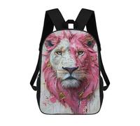 sinyumoney 17inch School Backpack for Girls Pink Lion Art Print Backpack 3D Printed Boy School Backpack Casual Daypack Rucksack for Middle School Students