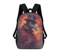 sinyumoney 17inch School Backpack for Girls Plague Doctor Raven Art Print Backpack 3D Printed Boy School Backpack Casual Daypack Rucksack for Middle School Students
