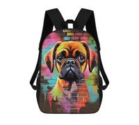 sinyumoney 17inch School Backpack for Girls Puggle Dog Graffiti Backpack 3D Printed Boy School Backpack Casual Daypack Rucksack for Middle School Students