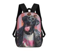 sinyumoney 17inch School Backpack for Girls Punk Dog Fashion Art Print Backpack 3D Printed Boy School Backpack Casual Daypack Rucksack for Middle School Students