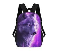 sinyumoney 17inch School Backpack for Girls Purple Wolf Spirit Art Print-1 Backpack 3D Printed Boy School Backpack Casual Daypack Rucksack for Middle School Students