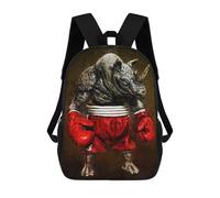 sinyumoney 17inch School Backpack for Girls Rhinoceros Backpack 3D Printed Boy School Backpack Casual Daypack Rucksack for Middle School Students