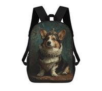 sinyumoney 17inch School Backpack for Girls Royal Corgi Portrait-1 Backpack 3D Printed Boy School Backpack Casual Daypack Rucksack for Middle School Students