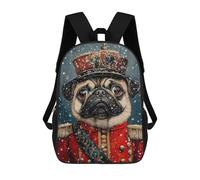 sinyumoney 17inch School Backpack for Girls Royal Pug in Snowy Majesty Backpack 3D Printed Boy School Backpack Casual Daypack Rucksack for Middle School Students