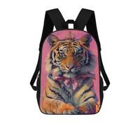 sinyumoney 17inch School Backpack for Girls Royal Tiger King Art Print Backpack 3D Printed Boy School Backpack Casual Daypack Rucksack for Middle School Students