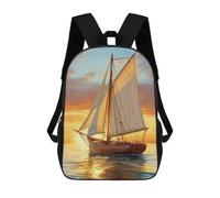 sinyumoney 17inch School Backpack for Girls Sailing Into Sunset Backpack 3D Printed Boy School Backpack Casual Daypack Rucksack for Middle School Students