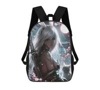 sinyumoney 17inch School Backpack for Girls Samurai Bunny with Sword And Cat Backpack 3D Printed Boy School Backpack Casual Daypack Rucksack for Middle School Students
