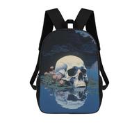 sinyumoney 17inch School Backpack for Girls Skull Japanese Painting Backpack 3D Printed Boy School Backpack Casual Daypack Rucksack for Middle School Students