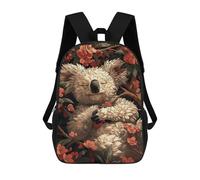 sinyumoney 17inch School Backpack for Girls Sleeping Koala in Bloom Backpack 3D Printed Boy School Backpack Casual Daypack Rucksack for Middle School Students