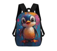 sinyumoney 17inch School Backpack for Girls Smiling Penguin Oil Painting Backpack 3D Printed Boy School Backpack Casual Daypack Rucksack for Middle School Students