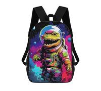 sinyumoney 17inch School Backpack for Girls Space Dinosaur Astronaut Art Print-4 Backpack 3D Printed Boy School Backpack Casual Daypack Rucksack for Middle School Students