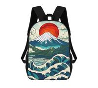sinyumoney 17inch School Backpack for Girls Spirit of Japan Mt Fuji Backpack 3D Printed Boy School Backpack Casual Daypack Rucksack for Middle School Students
